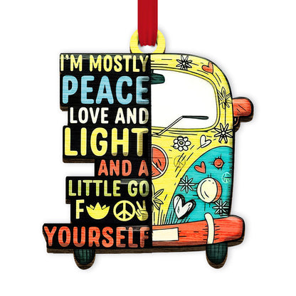 Hippie Van Yoga Im Mostly Peace Love And Light - Hippie Ornament (Printed On Both Sides) 1122