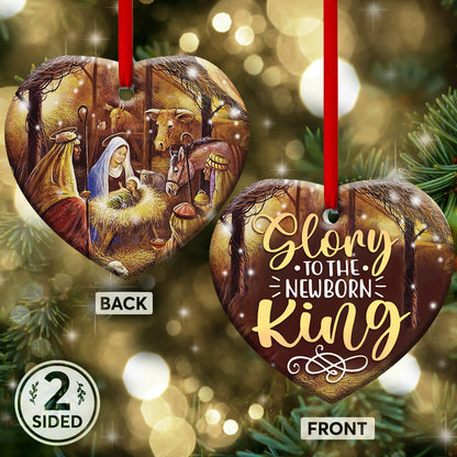 Glory To The New Born King Christian - Heart Aluminium Ornament (Printed On Both Sides) 1122