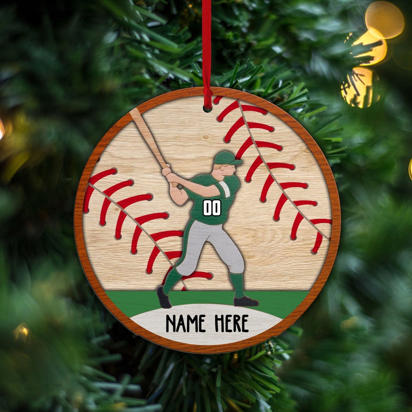Baseball Player - Personalized Baseball Ornament (Printed On Both Sides) 1022